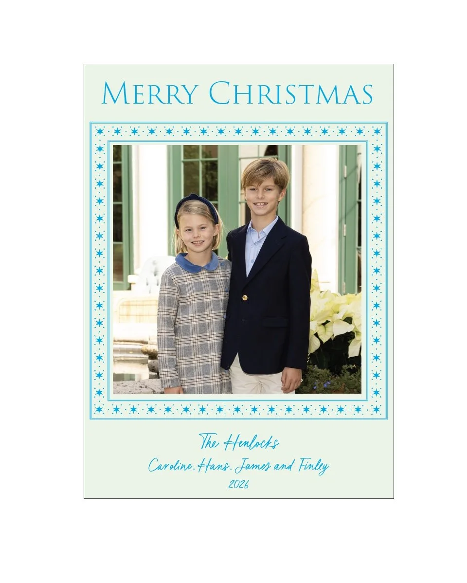 Green Starlight Christmas Photo Mount Card