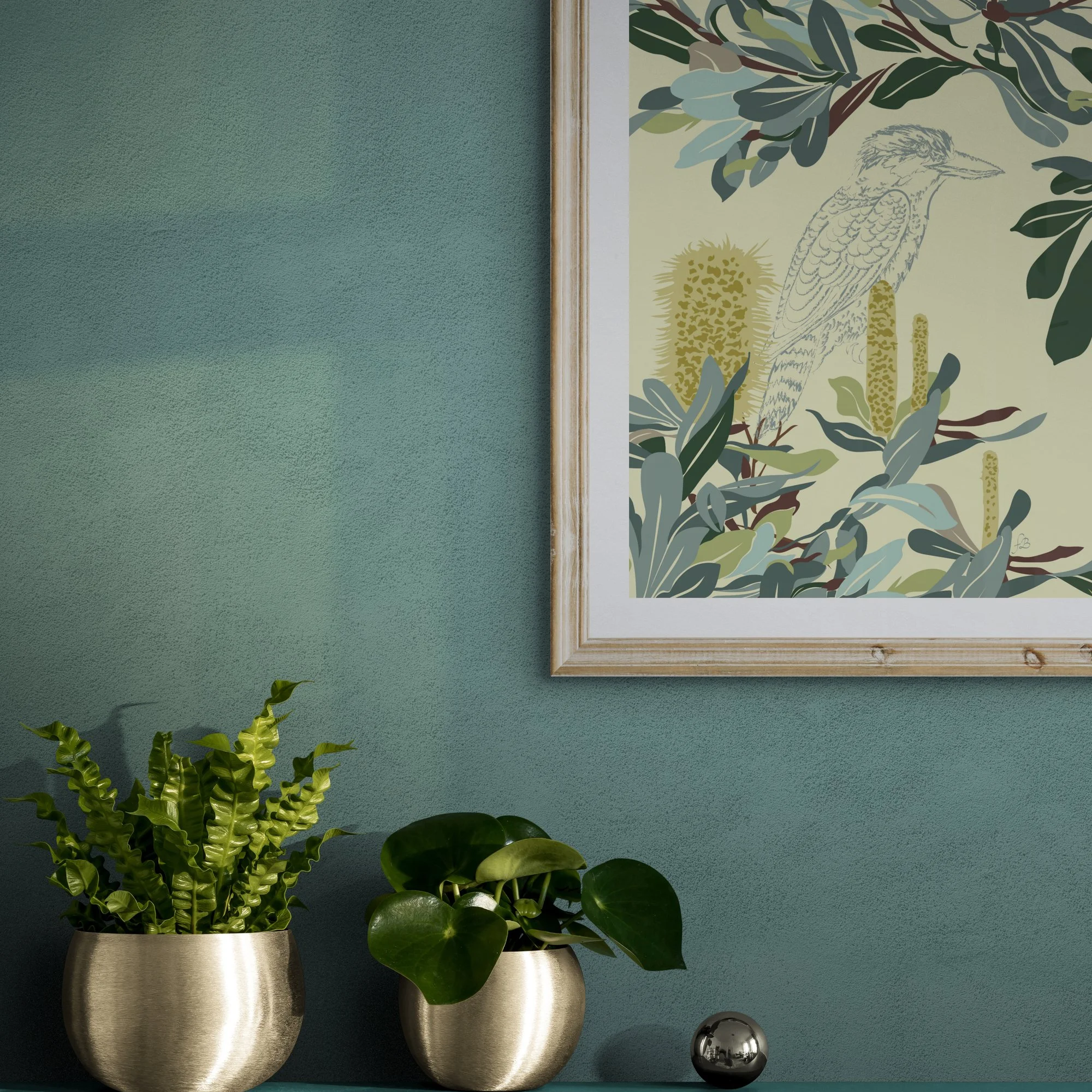 Fine art print - Banksia & Kookaburra in cream