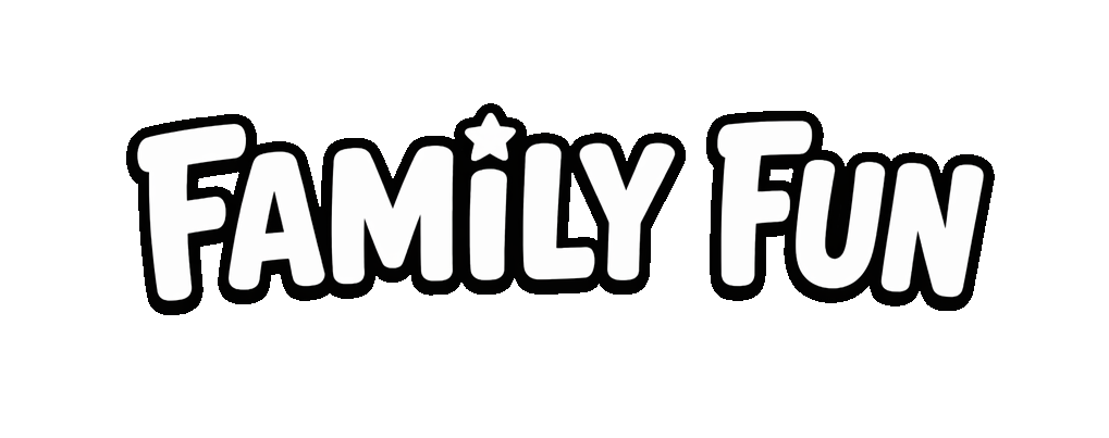 Text reading 'FAMILY FUN' with a star above the 'I' in 'FAMILY' on a black background.