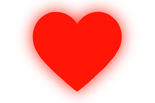 A red heart-shaped object with a glowing effect.