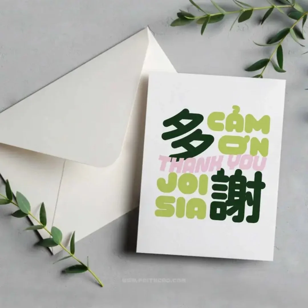 4 Languages Thank You Card