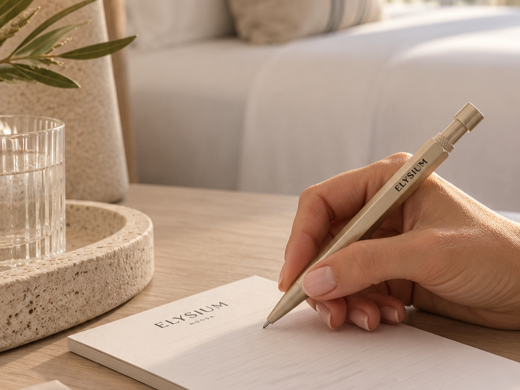 Branded Gold Metal Hex Pen - In Room
