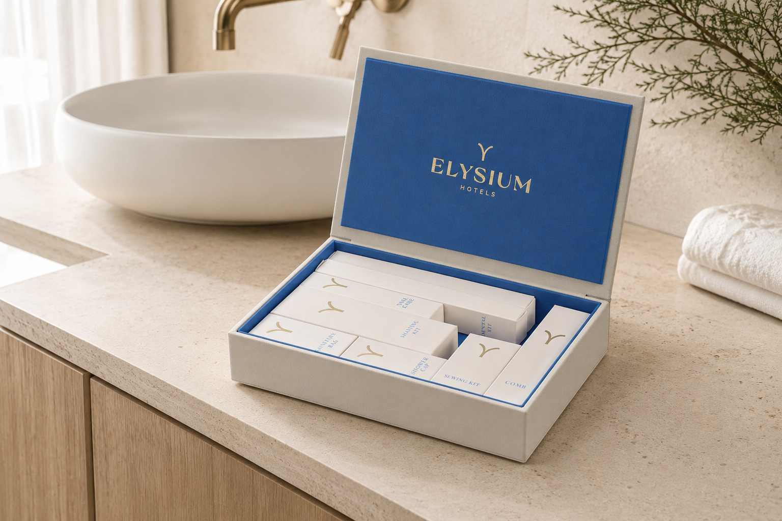 Branded Dry Amenities Box in Vegan Leather
