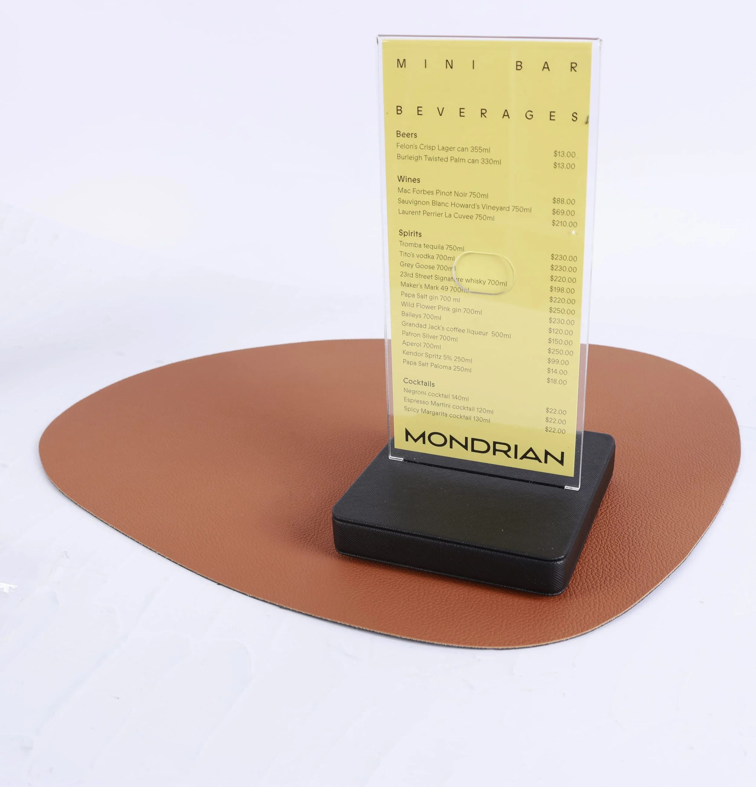 Mondrian Gold Coast Custom free standing menu