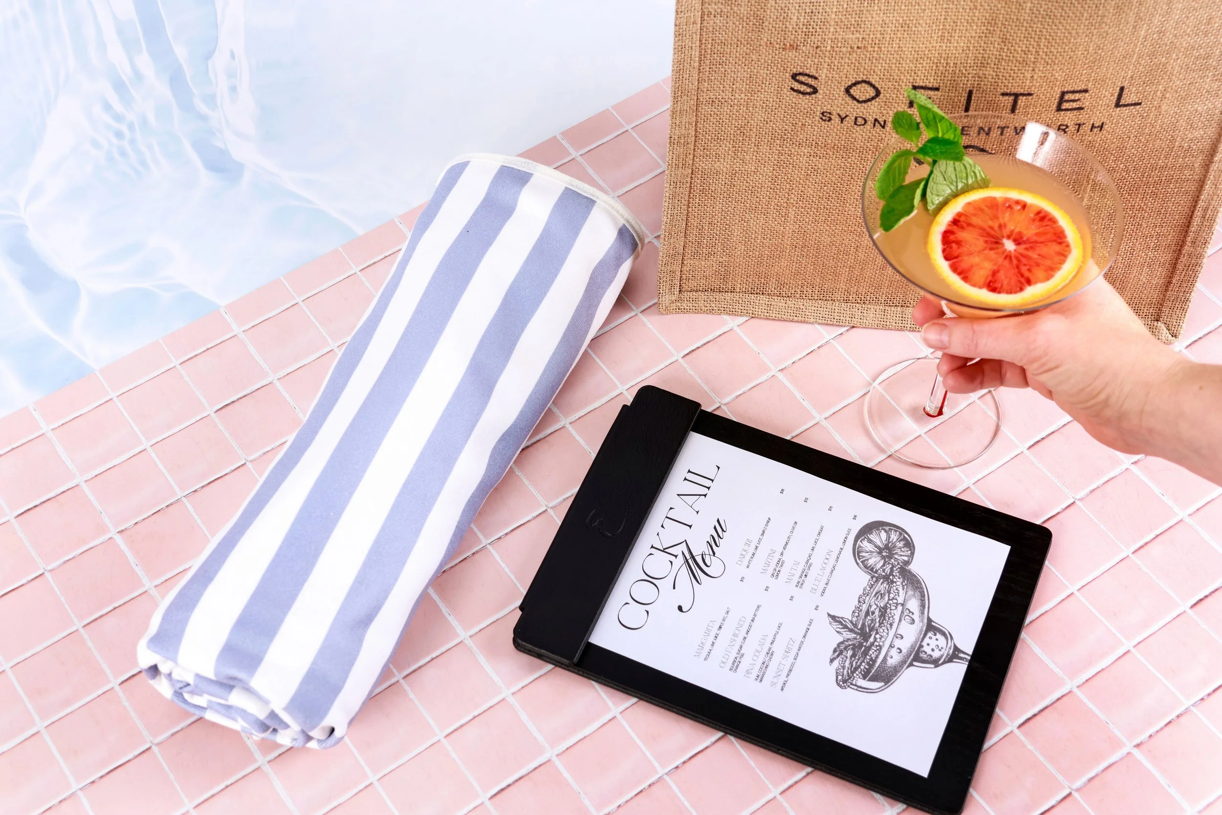 Branded Custom Menu Fold, Bill Fold, Towel and Bag