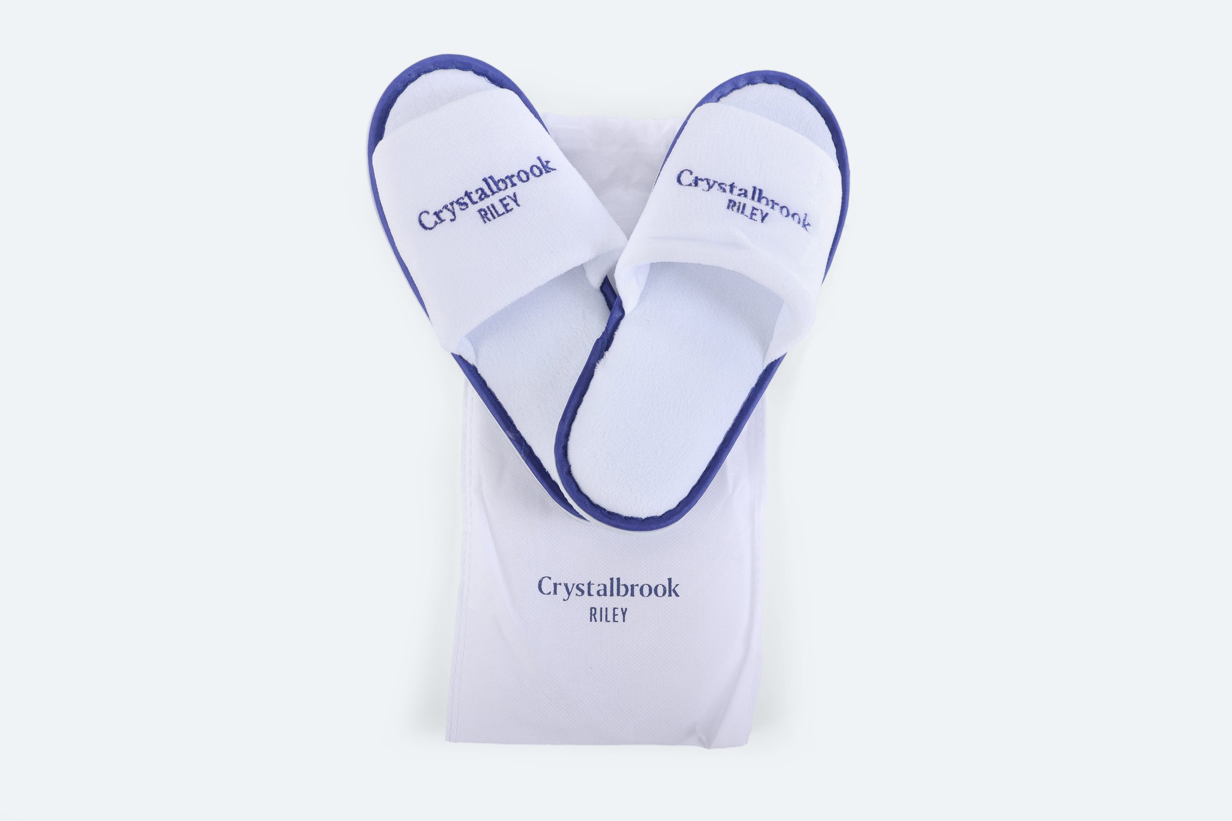 CBC001-slipper-open-toe-poly-velour-embroidered-29.5cm-blue-piping-pms2738u-5mm-eva-non-woven-branded-bag-riley-cbc-premium-hotel-product-specialists-creation-custom-design-develop-deliver-consultantspr-final-1