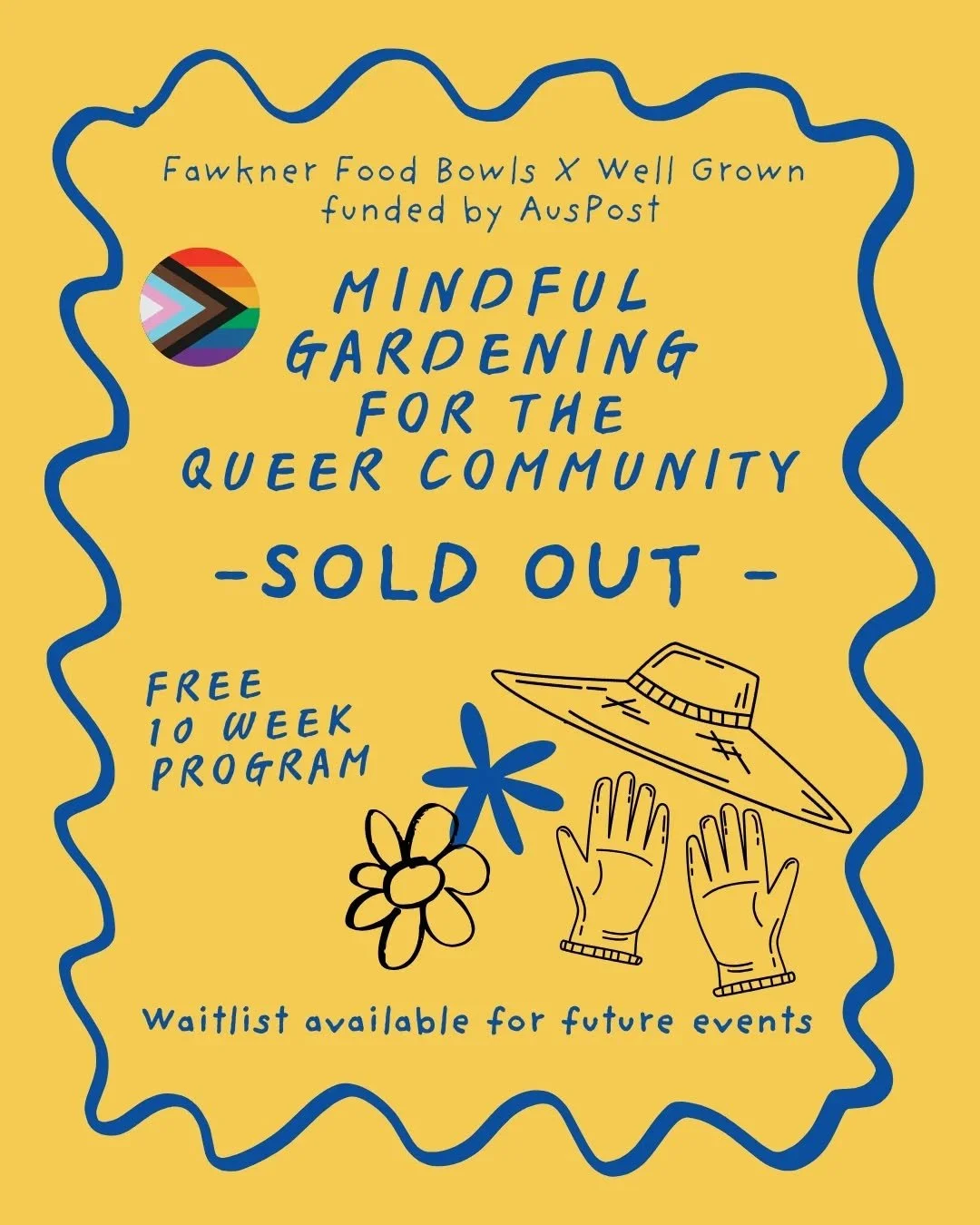 - SOLD OUT -

Waitlist spots available for future events!

Thank you again to @auspost for making this possible!

We were awarded an @auspost Community Grant towards our Mindfulness Gardening for the Queer Community Workshop. With this funding, we&rs