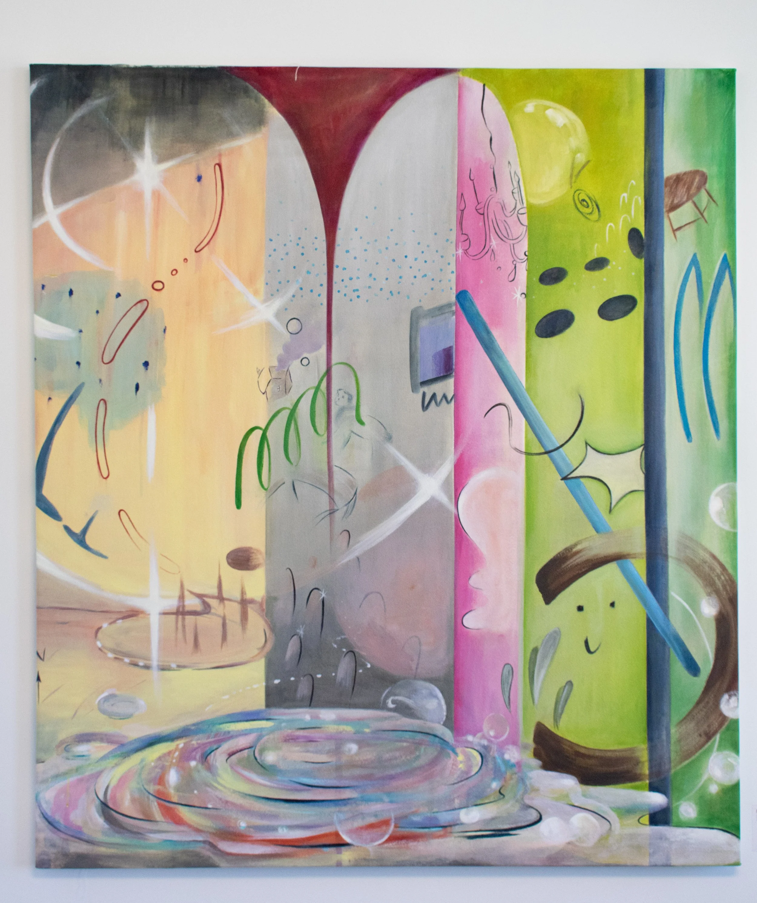 Held in a Sequence 50x44 in, 2025, Acrylic and oil on canvas