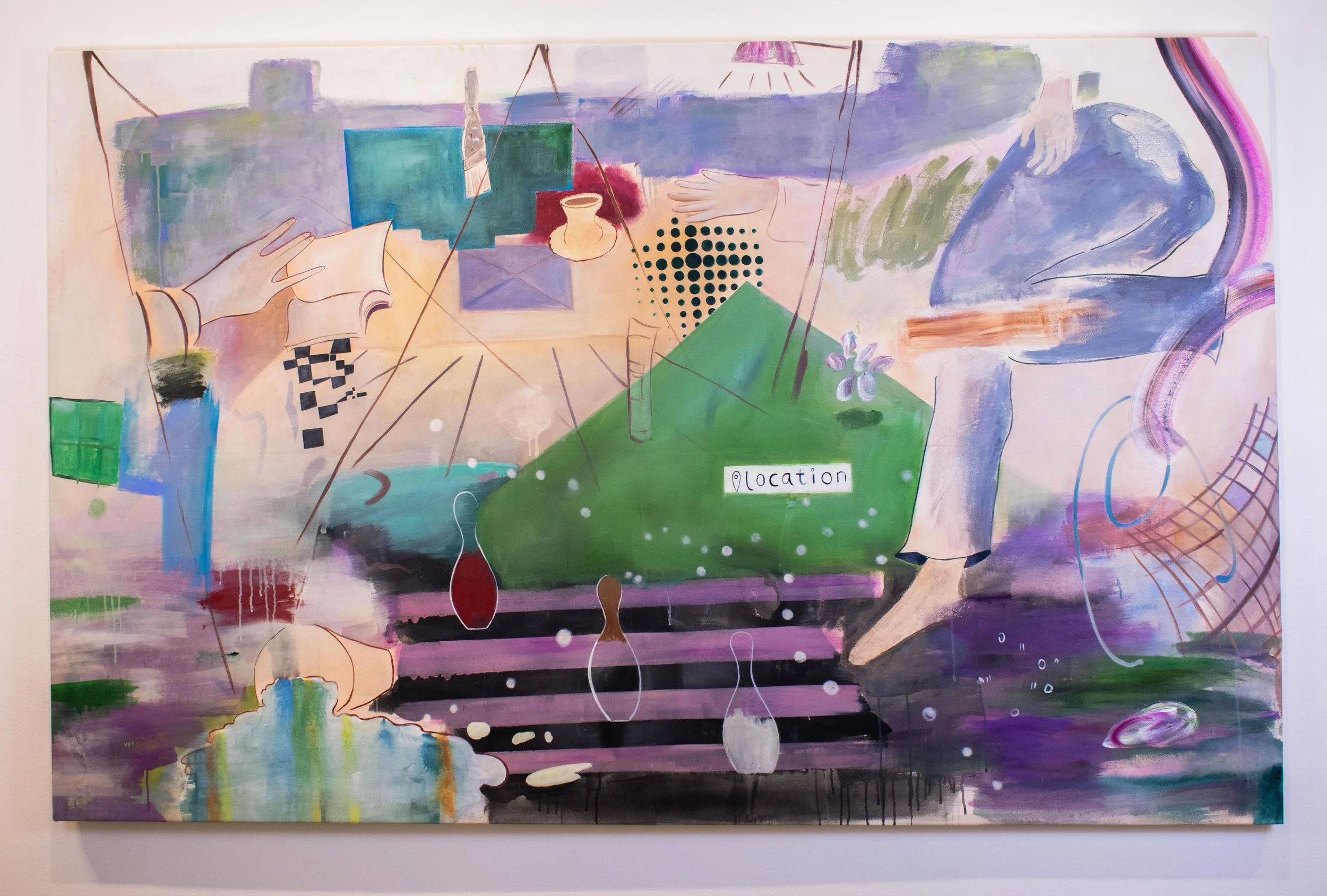 Soft Landing, 2024-2026, Oil and acrylic on canvas, 52x80 in