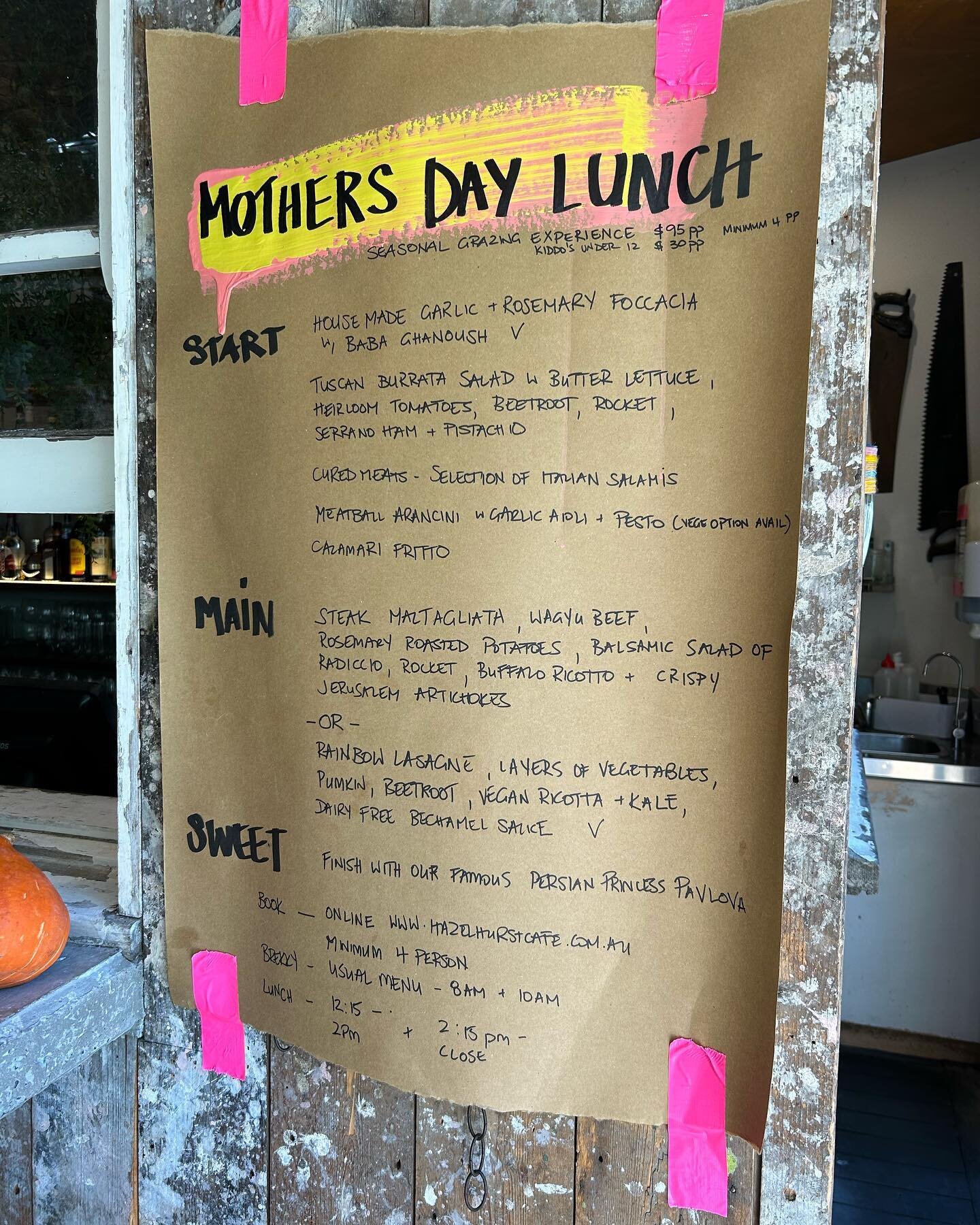 Easy to book Mothers Day lunch now. Time to get organised. Head to the link in our bio and book a table. Enjoy a delicious Italian Feast together. $95pp min 4 guests #hazelhurstcafe #mothersday