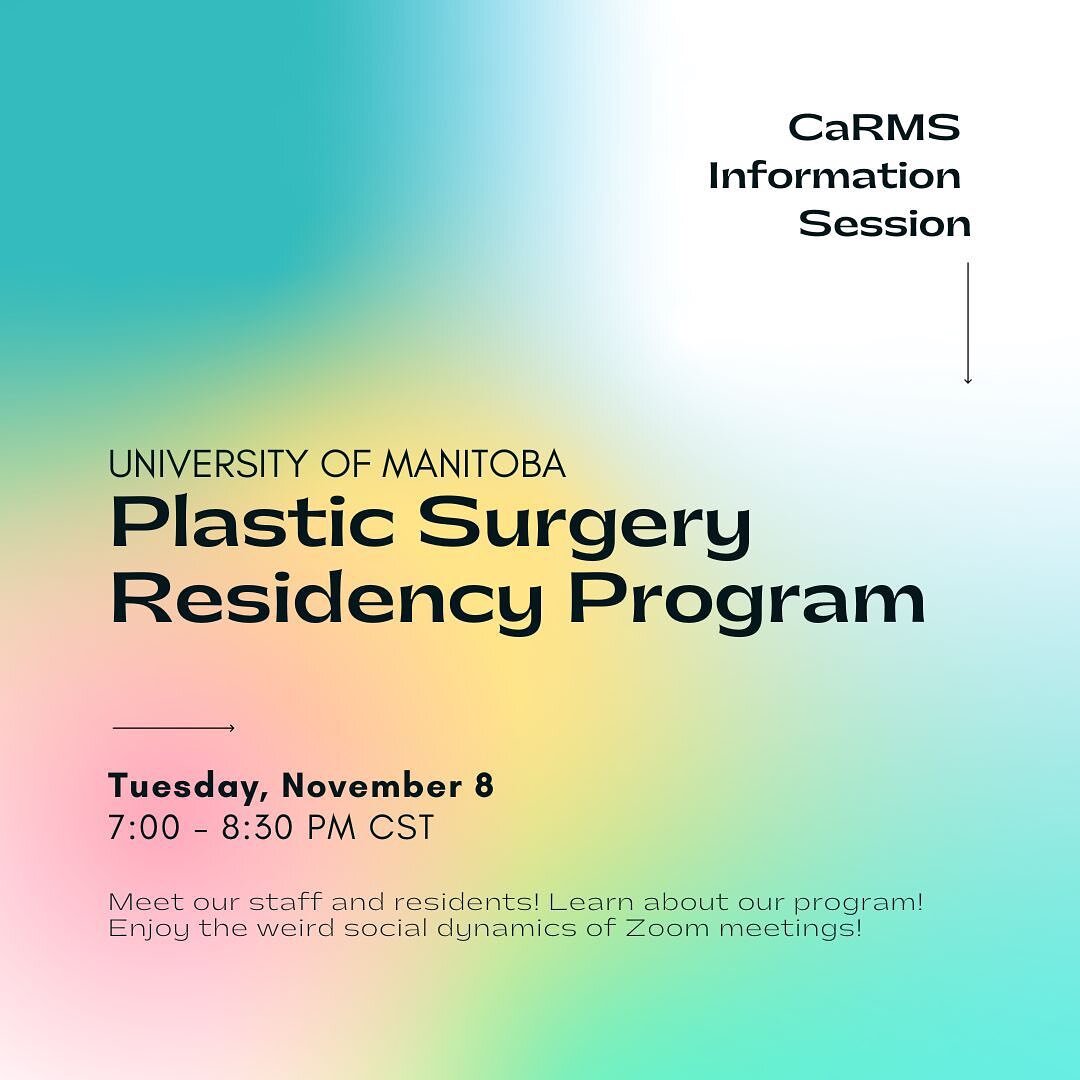 ✂️CaRMS 2023 information session✂️

Join us on November 8 at 7PM Winnipeg time! RSVP below so we know you&rsquo;re coming and (maybe more importantly) so you don&rsquo;t get fooled by daylight savings. 

RSVP: https://tinyurl.com/UofMPRS23