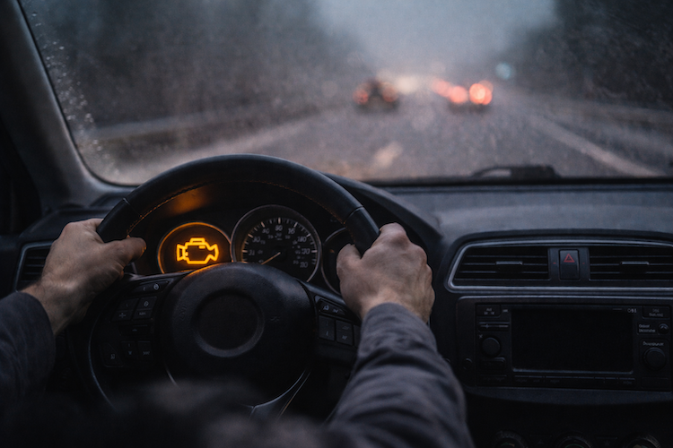 Driving car with check engine light on