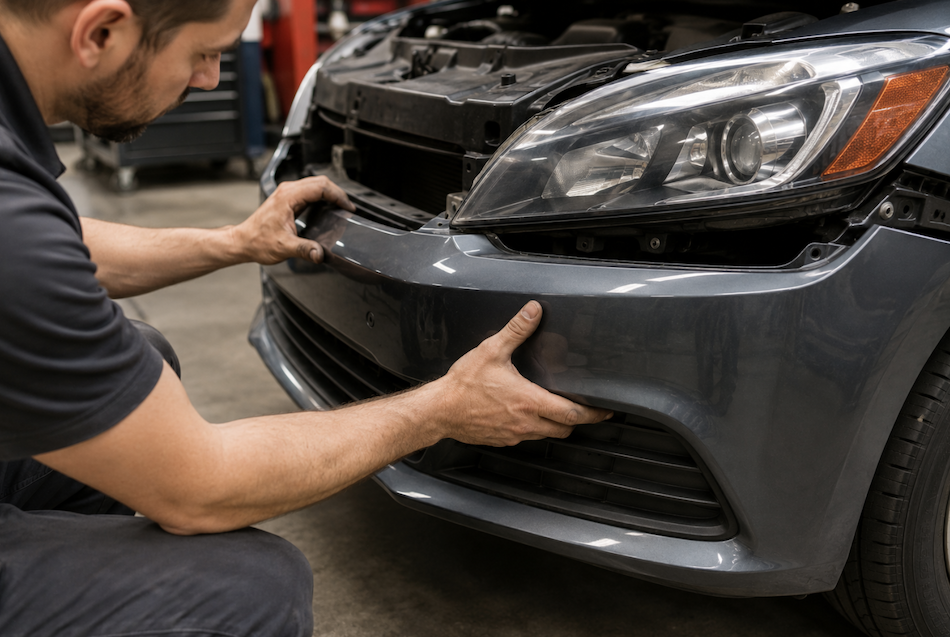 Fixing a Bumper on a Car
