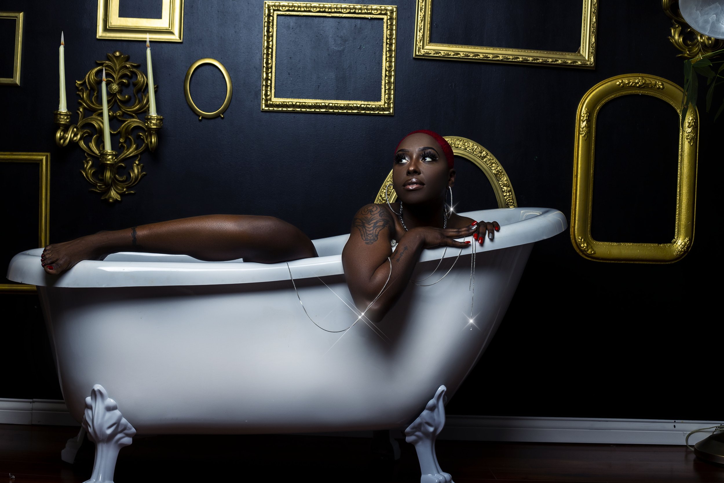 Body-positive boudoir image celebrating self-love