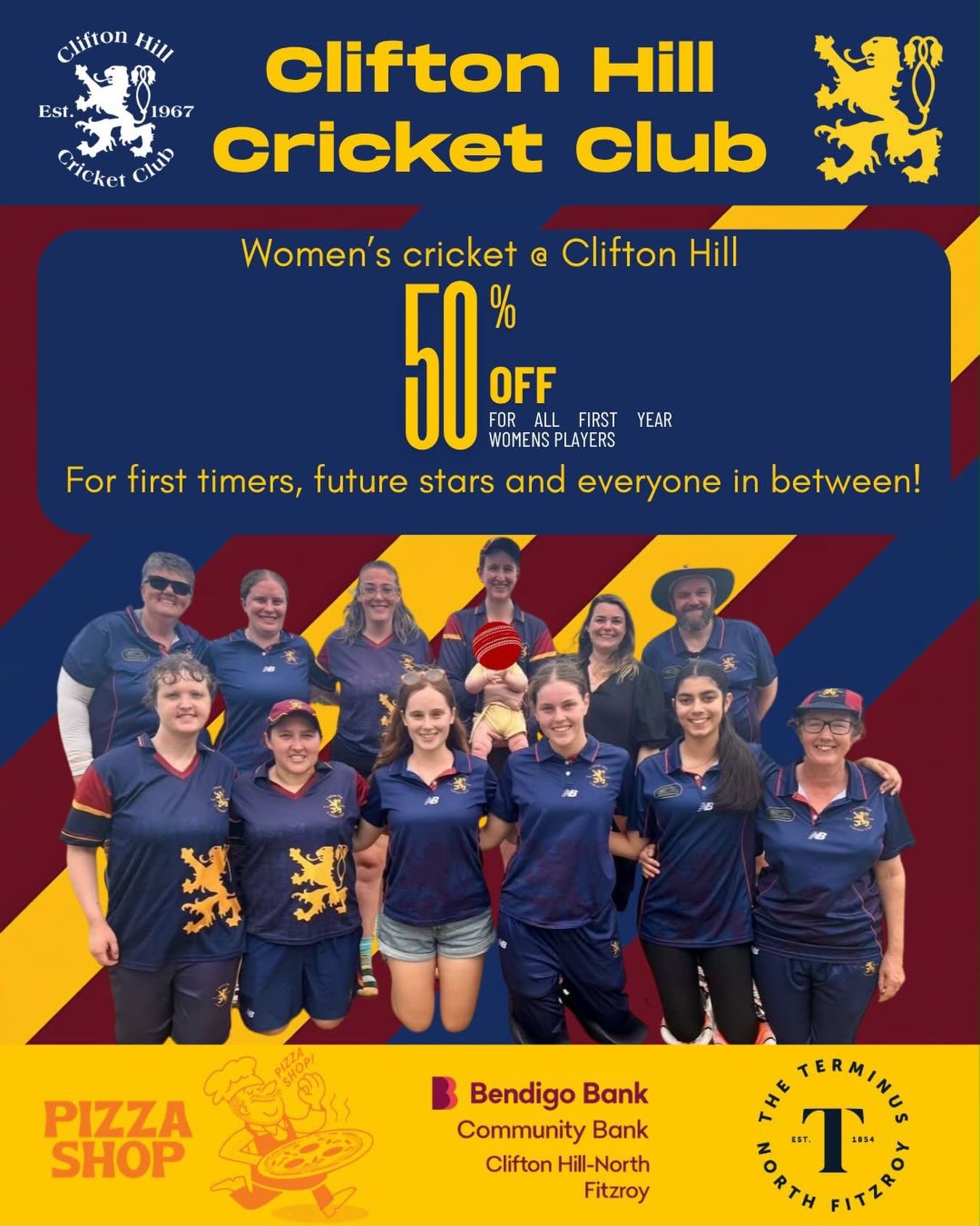 🏏 Women&rsquo;s Cricket at Clifton Hill &ndash; 50% off Registration Fees for all first year Women's Players!

Looking to try something new, meet great people, and have a hit?

Clifton Hill Cricket Club is welcoming women of all ages and skill level
