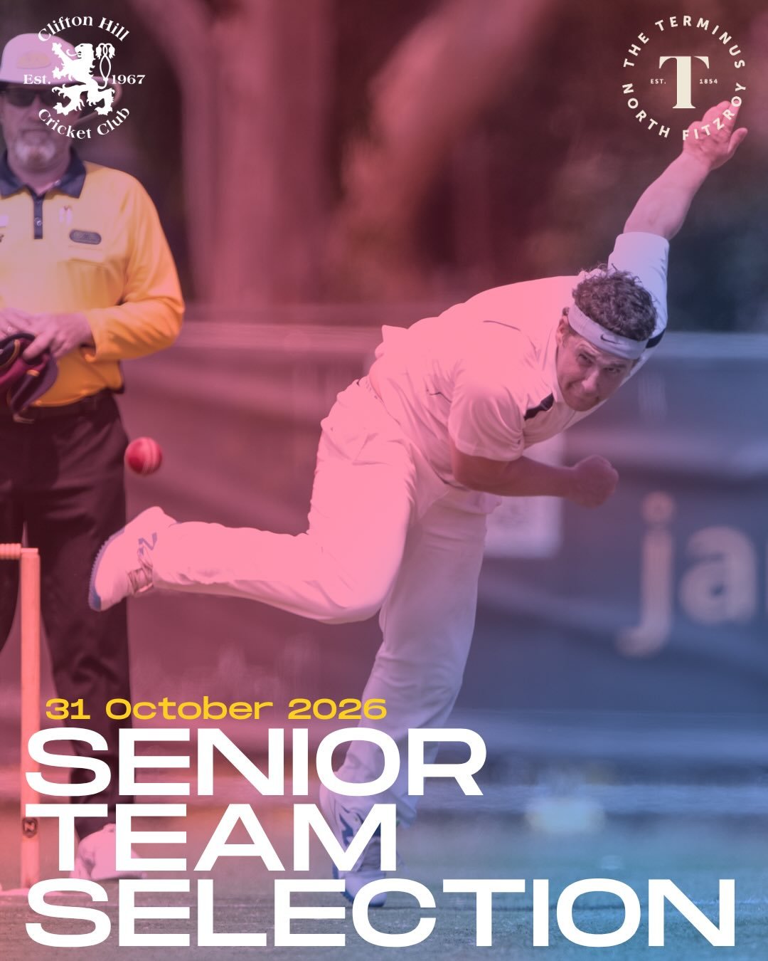 Senior team selection brought to you by @terminushotelfn 🍔

Just the men&rsquo;s 1s, 2s &amp; 3s playing this weekend alongside the Vets Maroon team who play at Rammo on Sunday against Mont Albert 🏏 

A huge congratulations to Chany who makes his 1