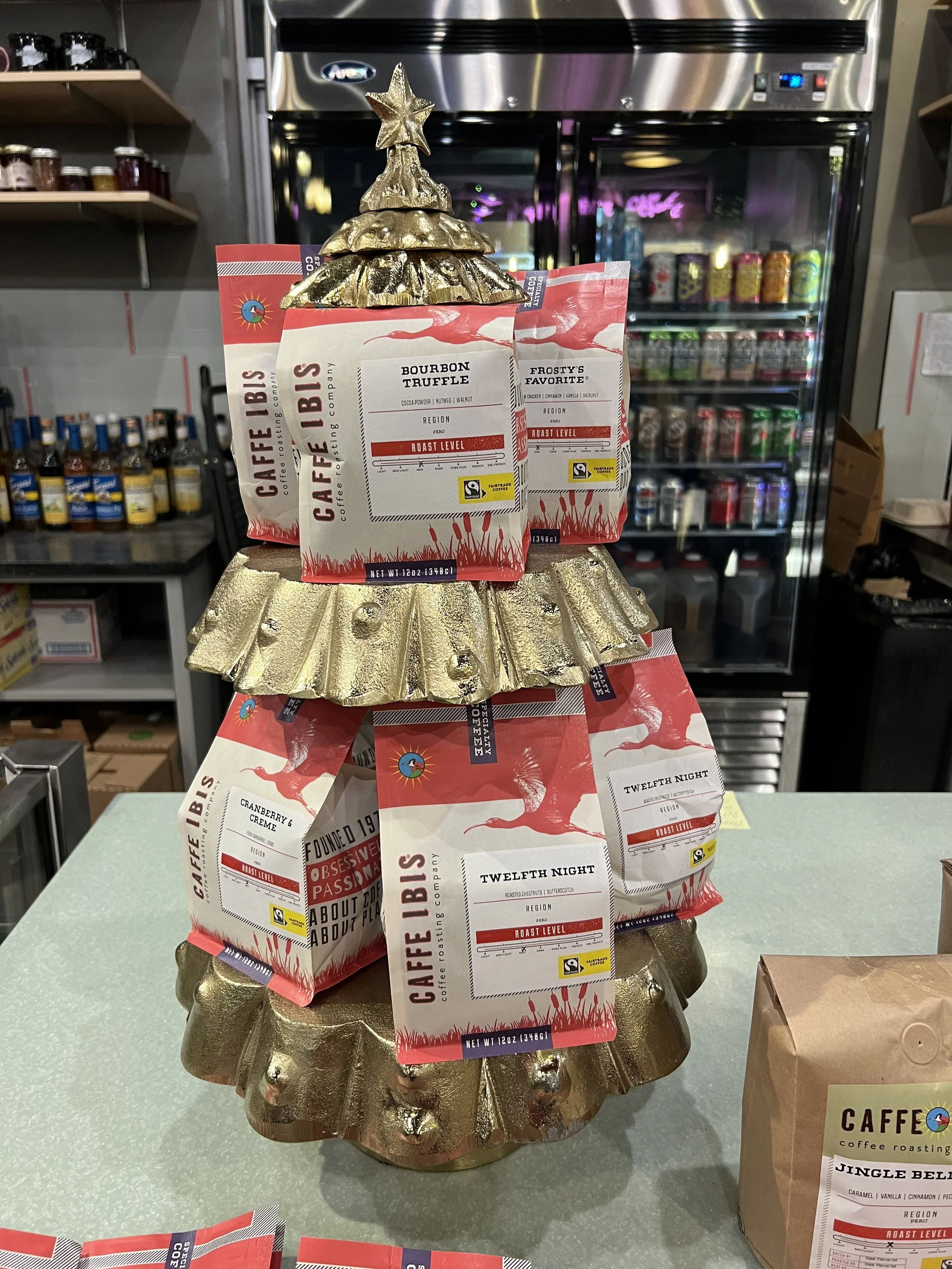 The season wouldn't be complete without Caffe Ibis holiday flavors. Jingle Bell Java and Cranberry Creme are my go-to, but Bourbon Truffle, new this year, is a new fave! Available at The Mercantile and Kaffe Merc.