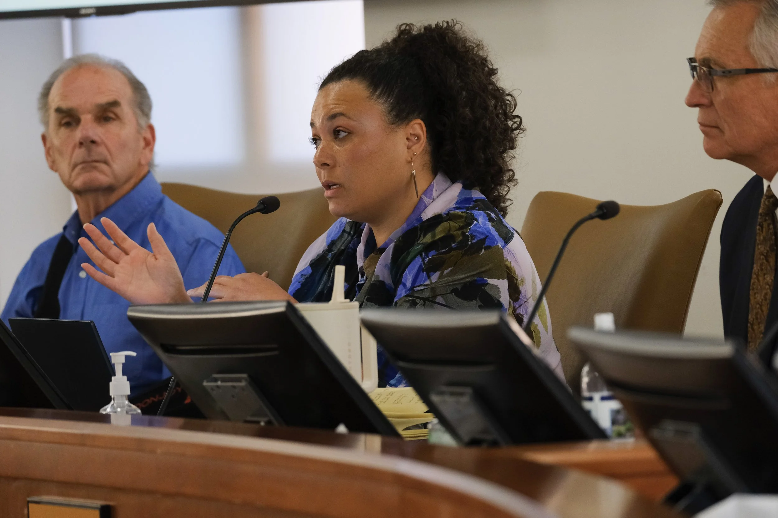 Council member Alicia Washington questions city officials following public comment.