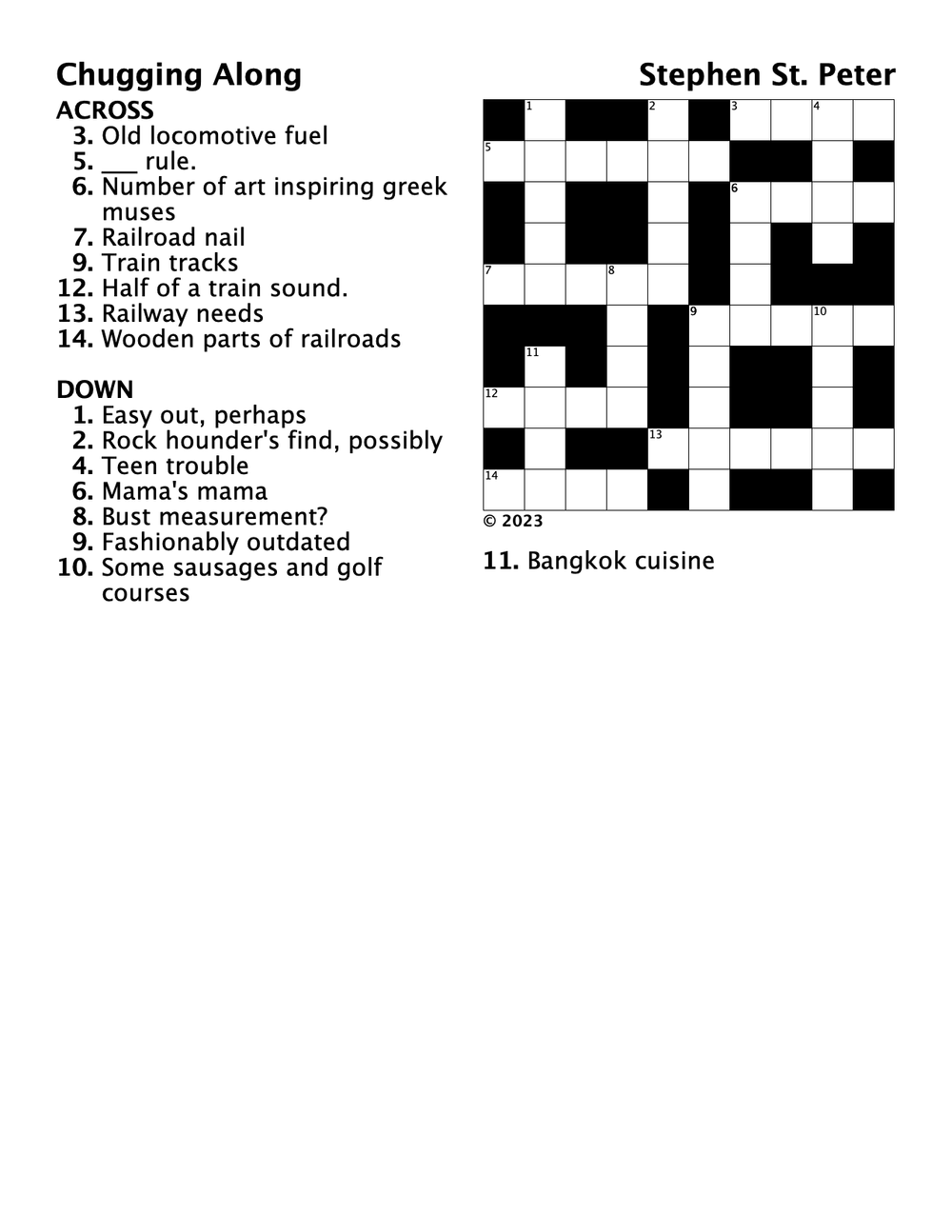 crossword puzzle ‘chugging along’ — THE OGDENITE