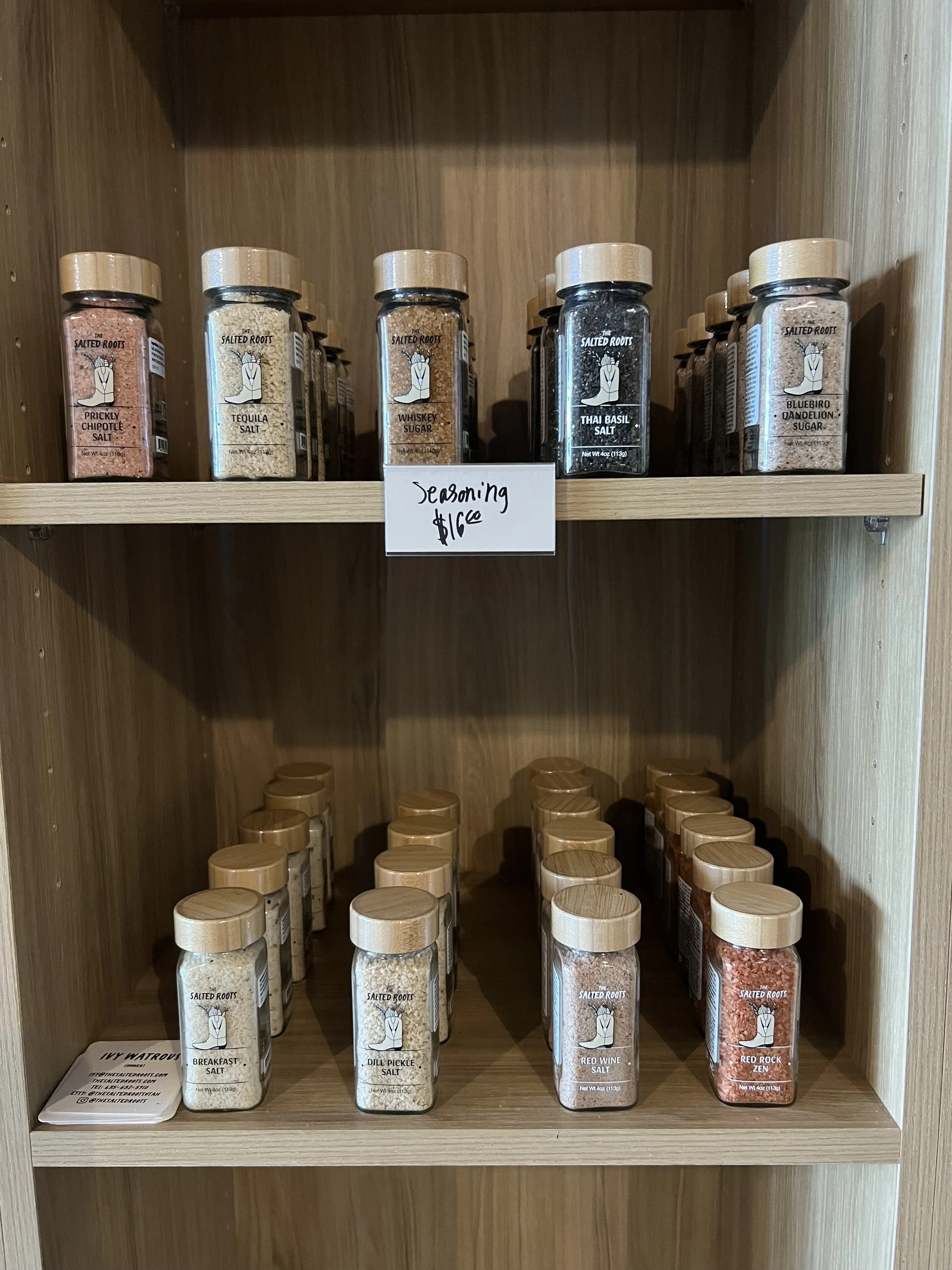 The Salted Roots flavored salts - Thai Basil, Whisky Sugar, Breakfast Salt, Red Wine Salt, and more bring more fun to the table. Available at Urban Prairie store along with many other of my locally-made favorite food and body care products. New tote 