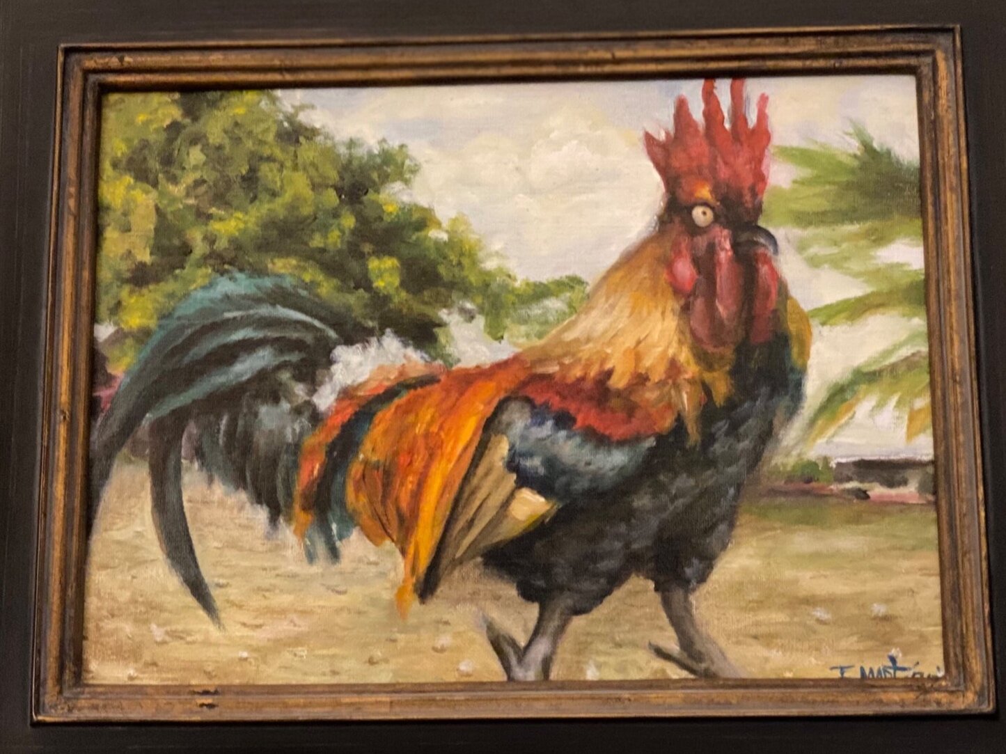 rooster 1, oil on linen, 9x12, 2020/ sold