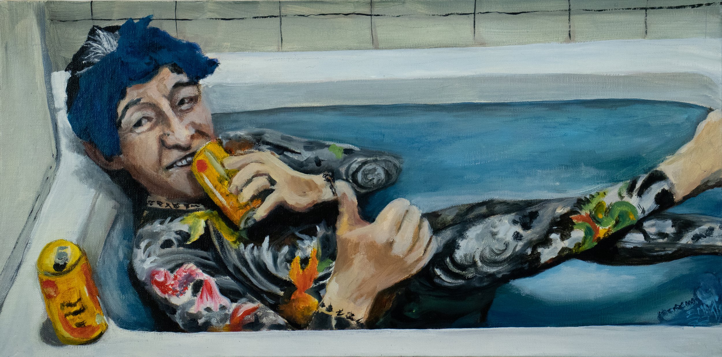 Tub Beer (Horiyoshi 3) , 8x16, oil on linen, 2022 $700