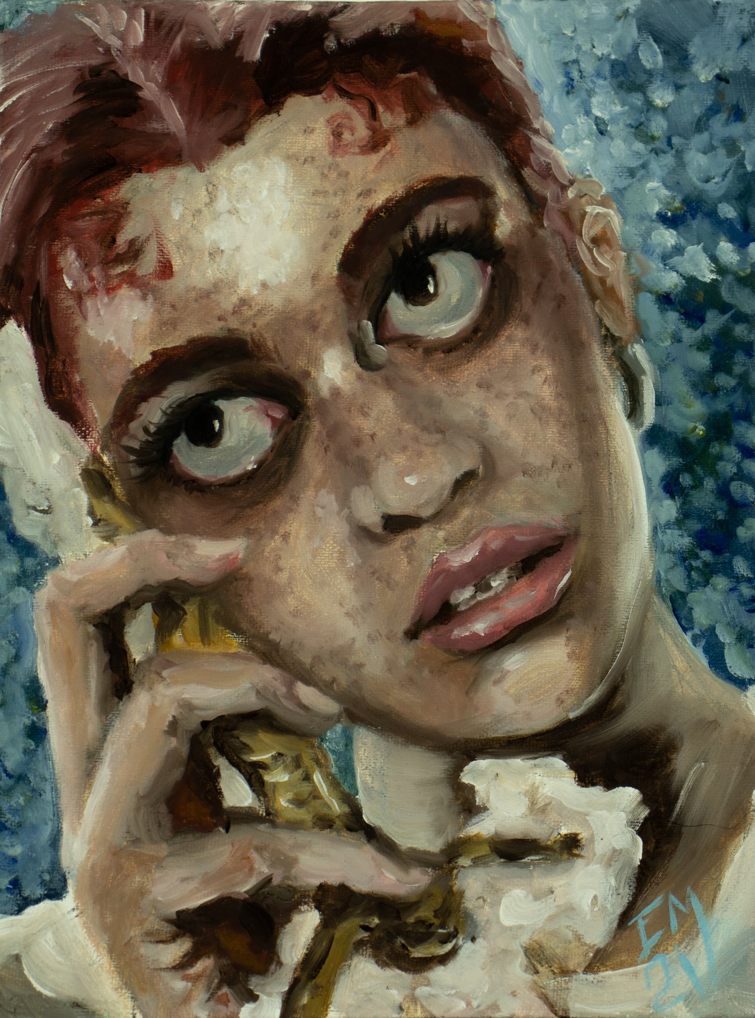 Portrait study, 8x6, oil on linen, 2021 $150