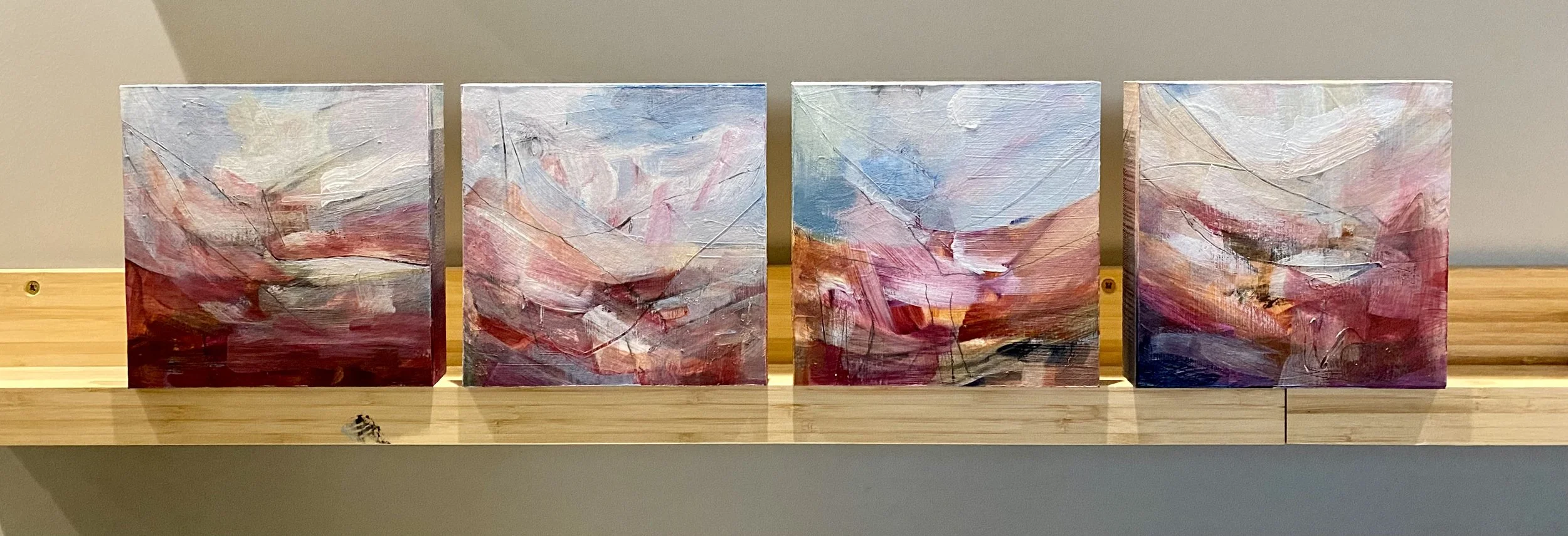 Loose expressive landscapes in warm inviting colours