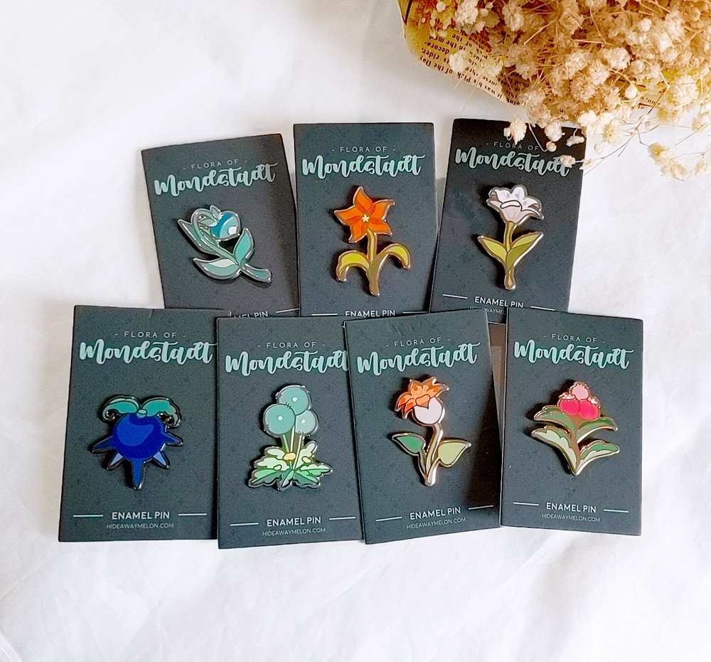 Flora of Mondstadt (Genshin Impact) Hard Enamel Pins — Hideaway Melon