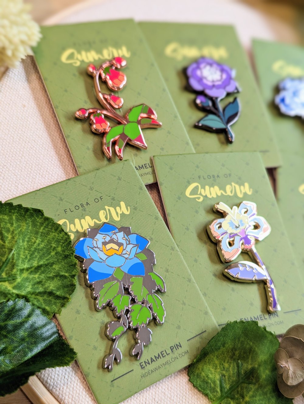 Flora of Liyue (Genshin Impact) Hard Enamel Pins — Hideaway Melon