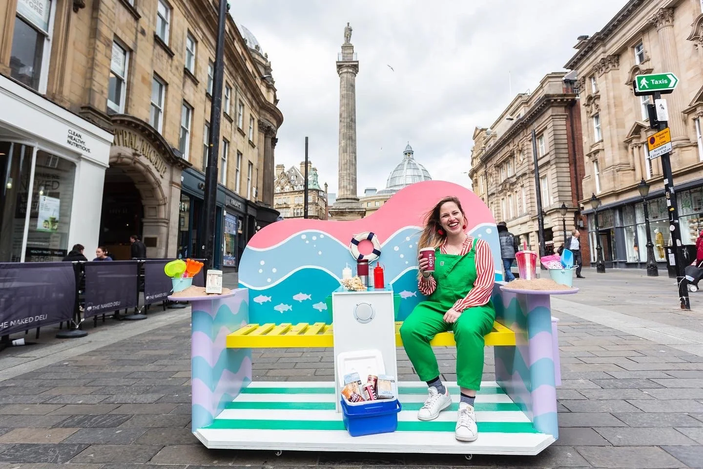 Seaside Bench - celebrating sandwich week with Costa Coffee and M&S, Newcastle