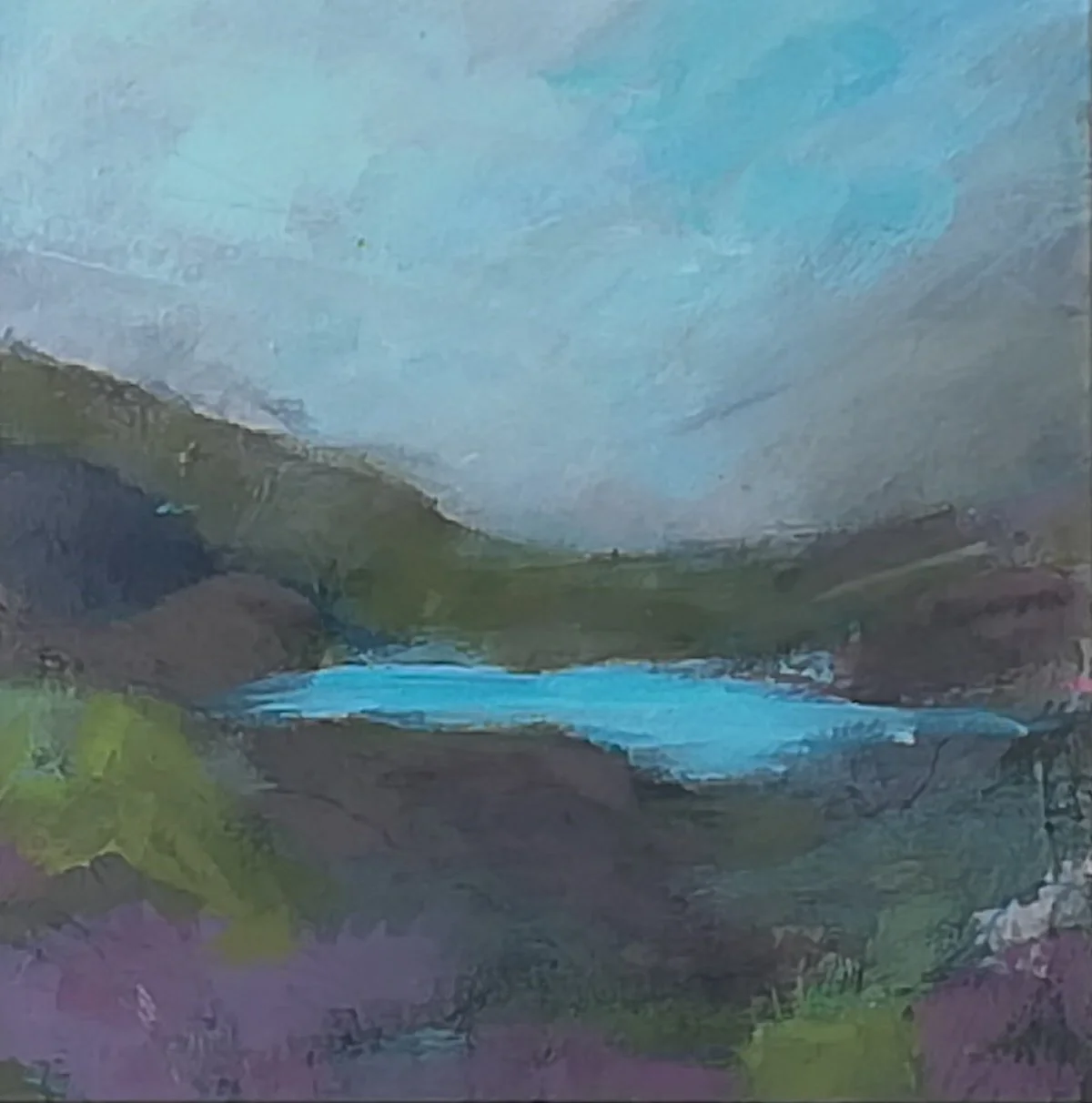 The Heather's Out - A small, acrylic, semi-abstract painting — Anne ...