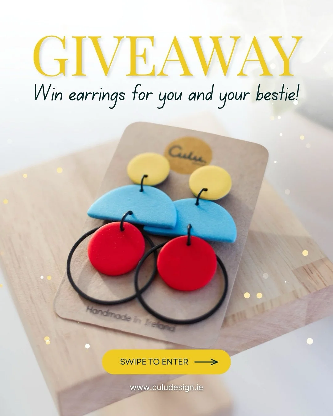 💥 Win earrings for you and your bestie! 💥
Yep, it&rsquo;s giveaway time! As a thank you to all of you legends for your support over the years, I&rsquo;m giving away two pairs of Culu Design earrings, one for you and one for your tagged pal. 💛
To e