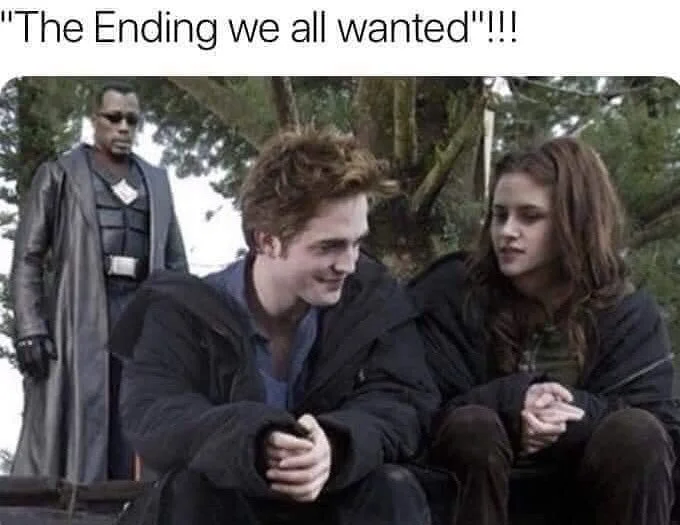 Haha 🤣😂 #memeoftheday #bladetrinity #edwardcullen #twilightsaga #twilight #vampire #fantasy #funny #memesdaily