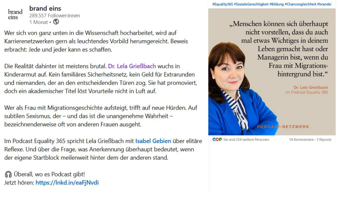 „Menschen können sich überhaupt nicht vorstellen, dass du auch mal etwas Wichtiges in deinem Leben gemacht hast oder Managerin bist, wenn du Frau mit Migrations-hintergrund bist.“