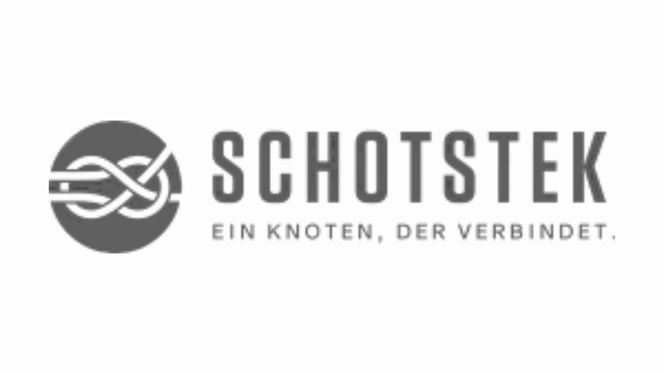 Logo von Schotstek mit dem Schriftzug 'SCHOTSTEK' und dem Untertitel 'Ein Knoten, der verbindet'