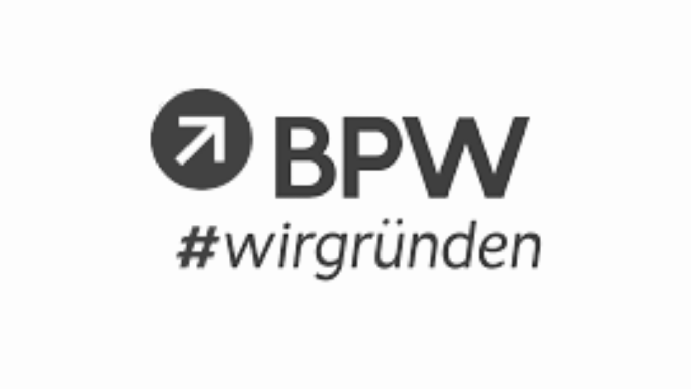 Logo mit Pfeil nach oben rechts, darunter die Buchstaben BPW und der Hashtag #wirgründen