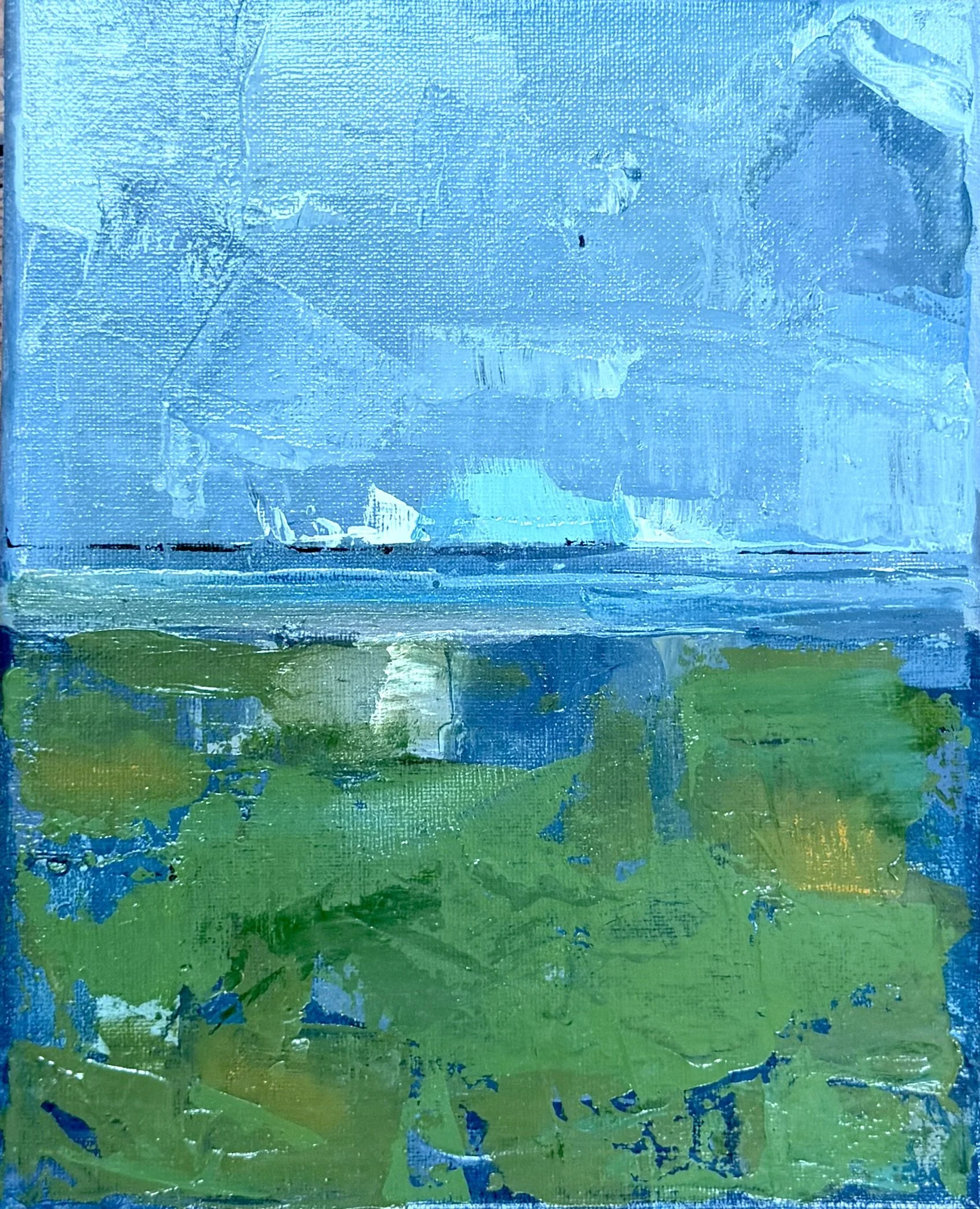 Sit and Feel The Lines of Blue 
10x8 Acrylic on canvas