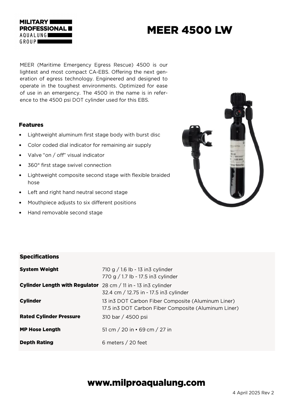 MEER 4500 LW datasheet cover