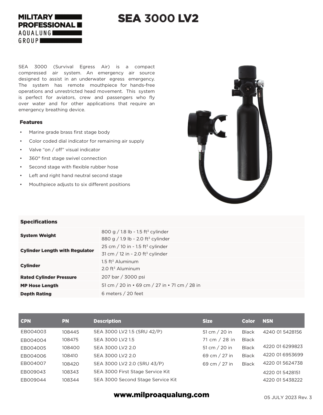 SEA 3000 LV2 datasheet cover