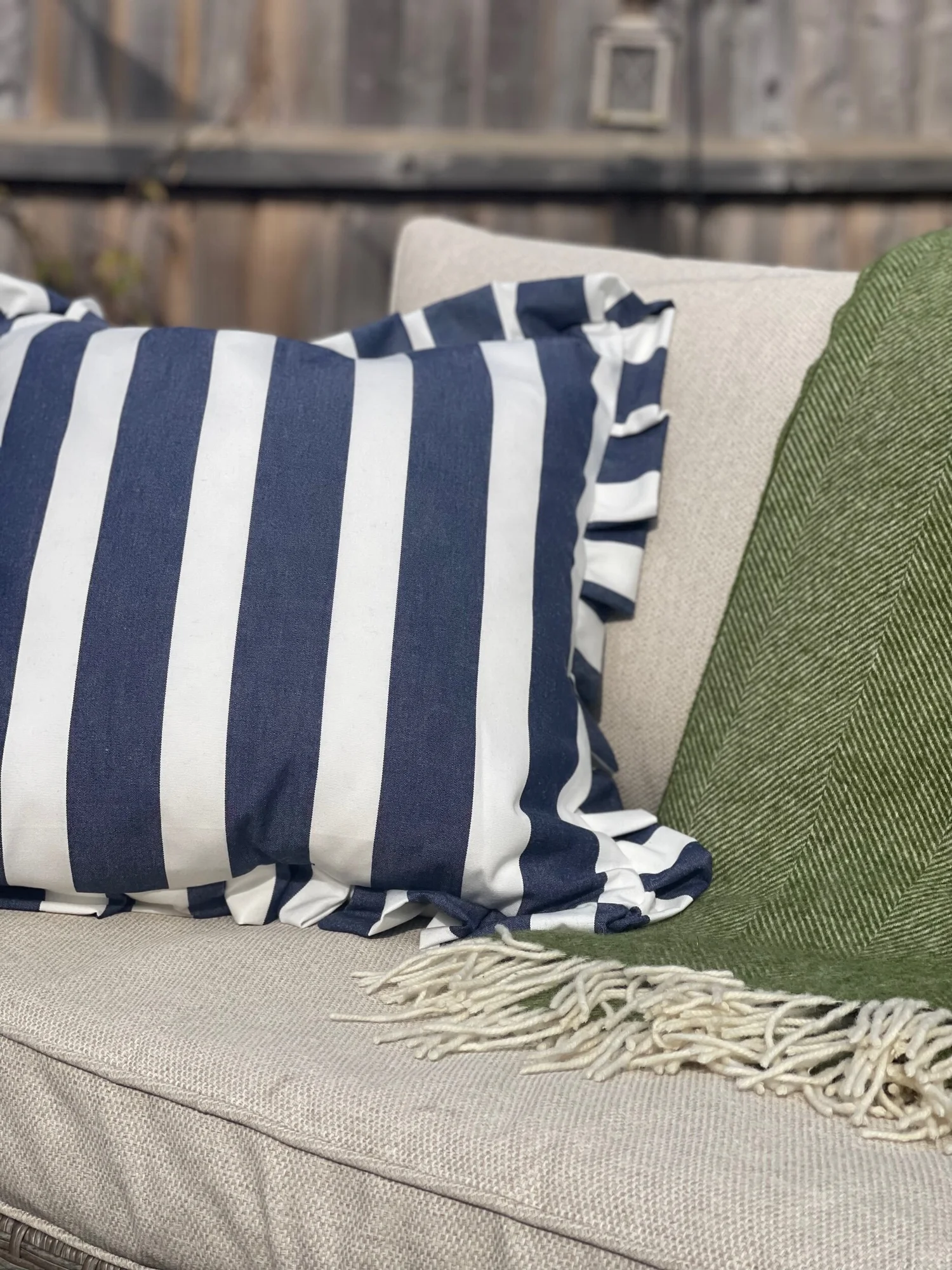 Navy Blue Blue Striped Outdoor Pillows Sunbrella ® Cabana Stripe