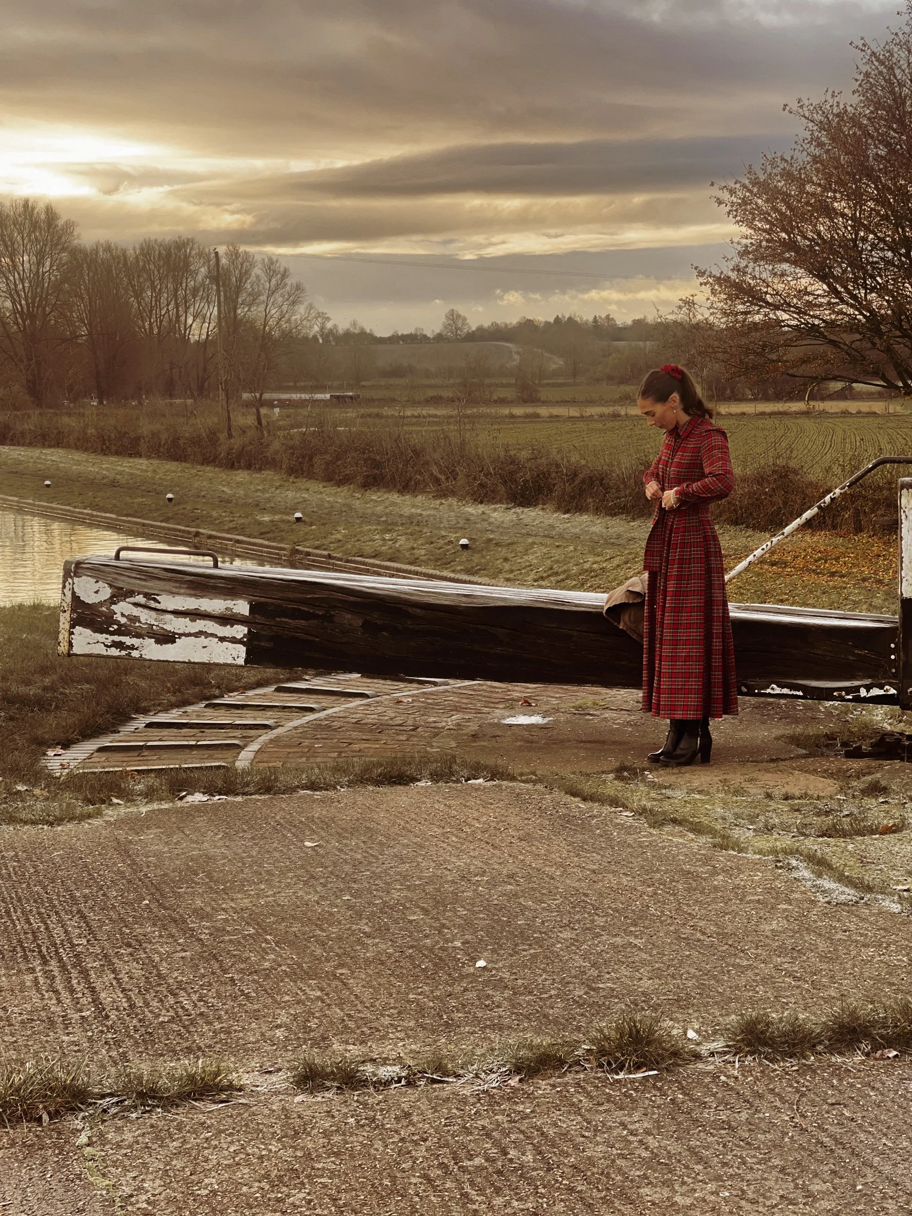 Catherine Shirt Dress - In Traditional Red Check Tartan