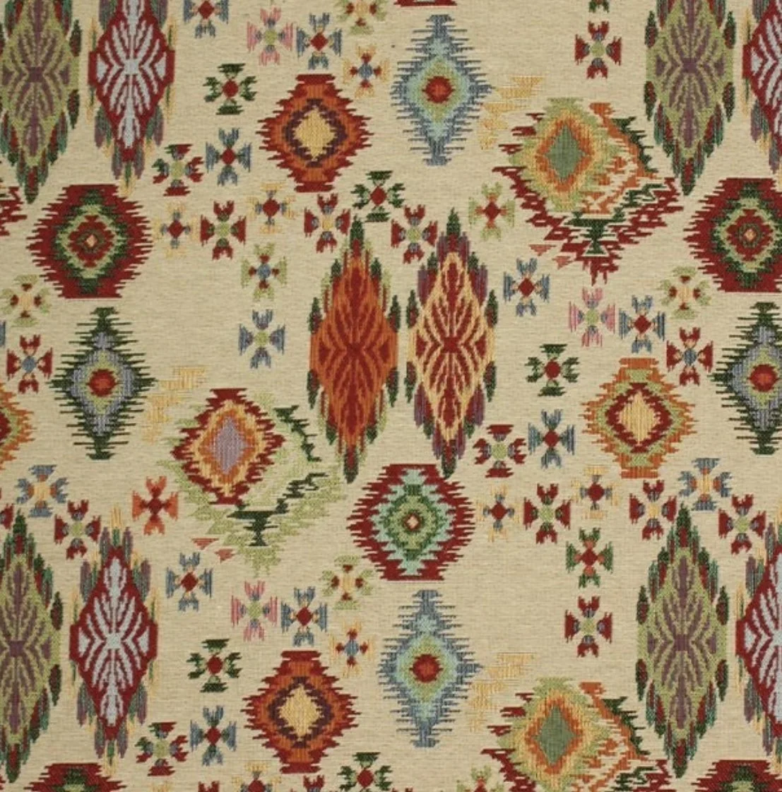 Edith Fabric Swatch, Multi-coloured Pattern, Woven Cotton Sample