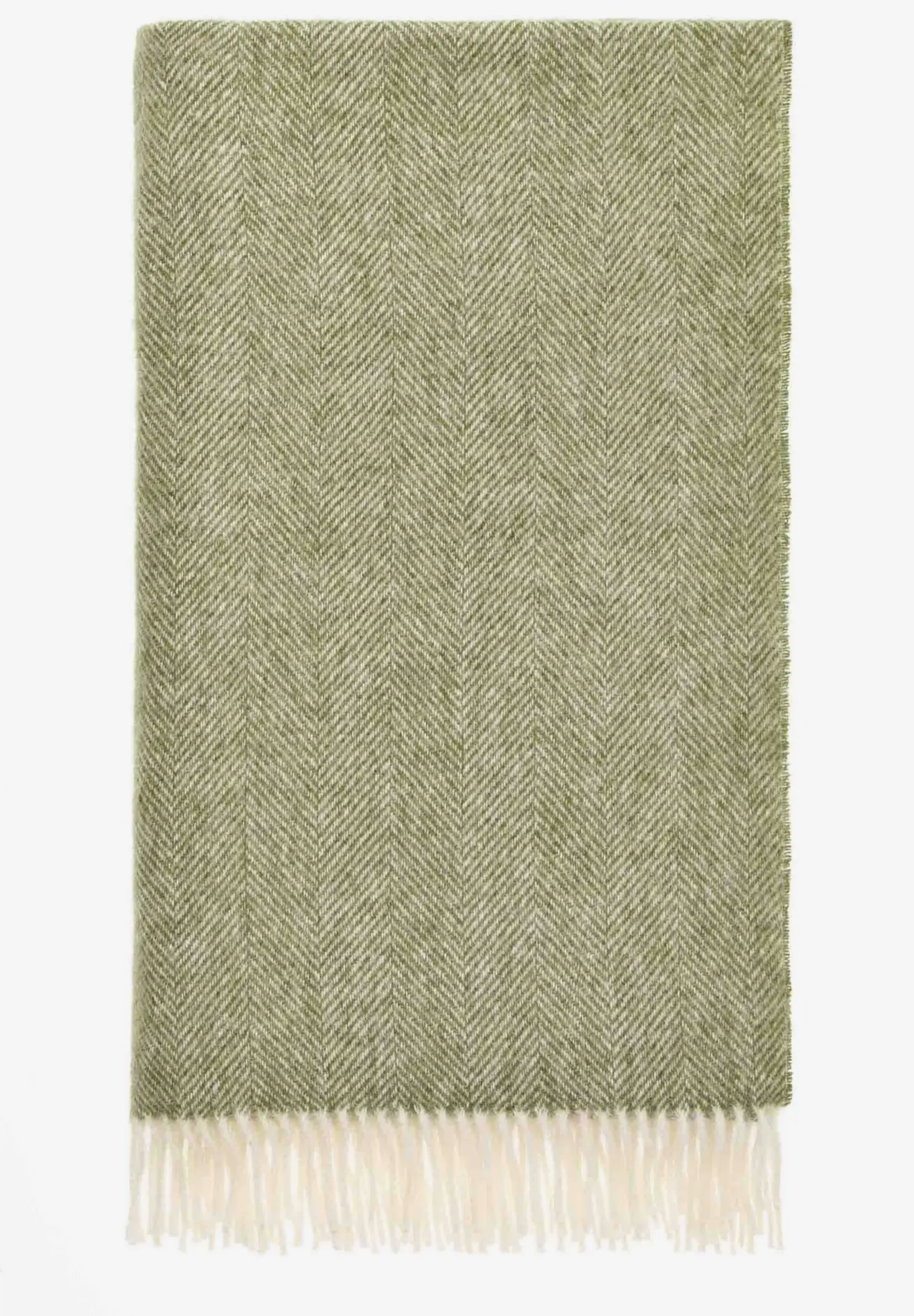 Herringbone Pure Wool Throw - Apple Green