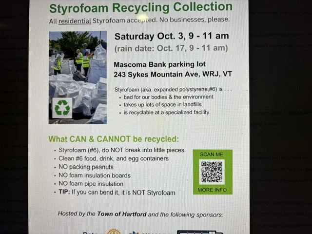 Who Knew the Next Styrofoam Recycling Event in the Upper Valley Is October 3rd?