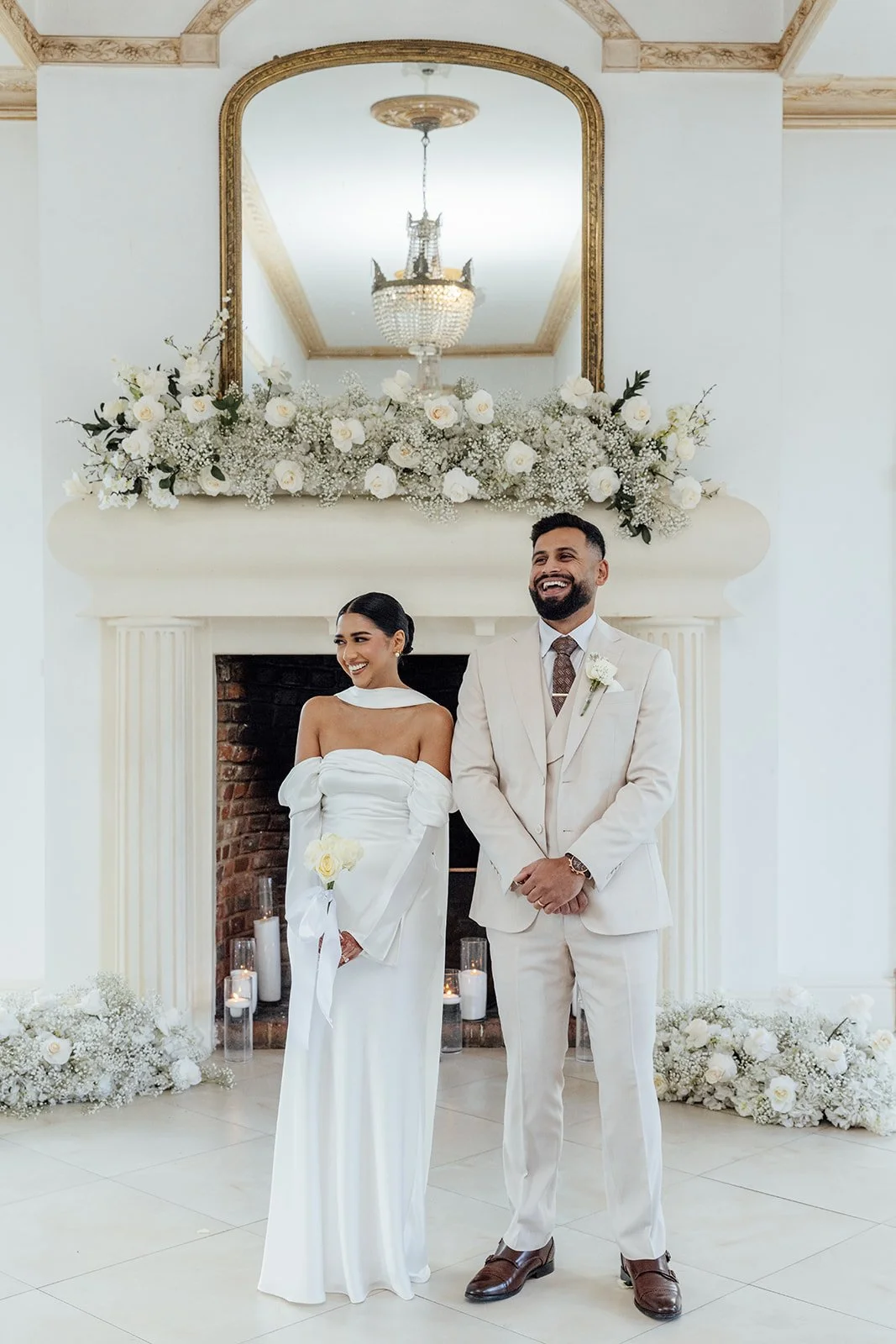 luxury-white-wedding-flowers-bride-groom-northbrook-park-wedding-ceremony