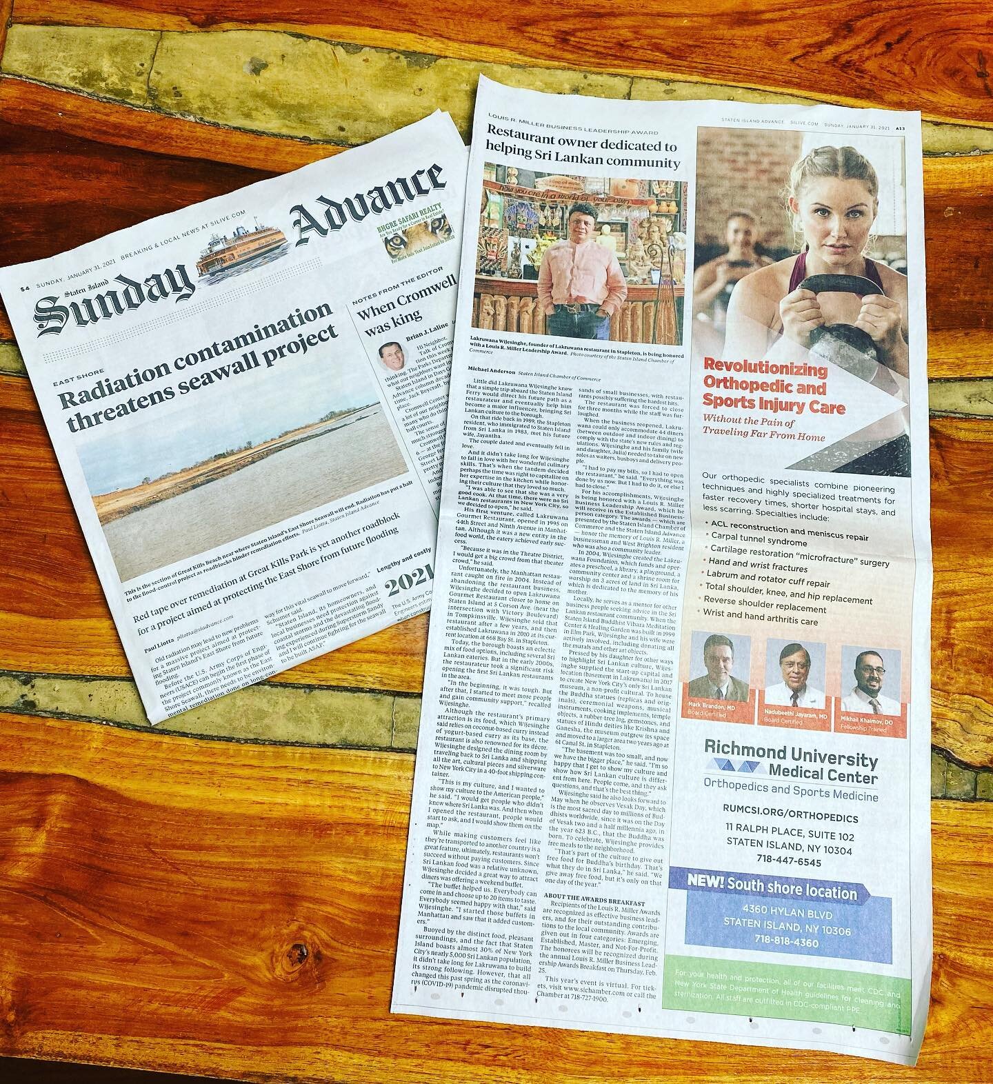 Today on the Staten island Advance featured for Louis R. Miller Business Leadership Award 🇱🇰 @sichamber @siadvance #restaurant #leadership #statenisland #nyc