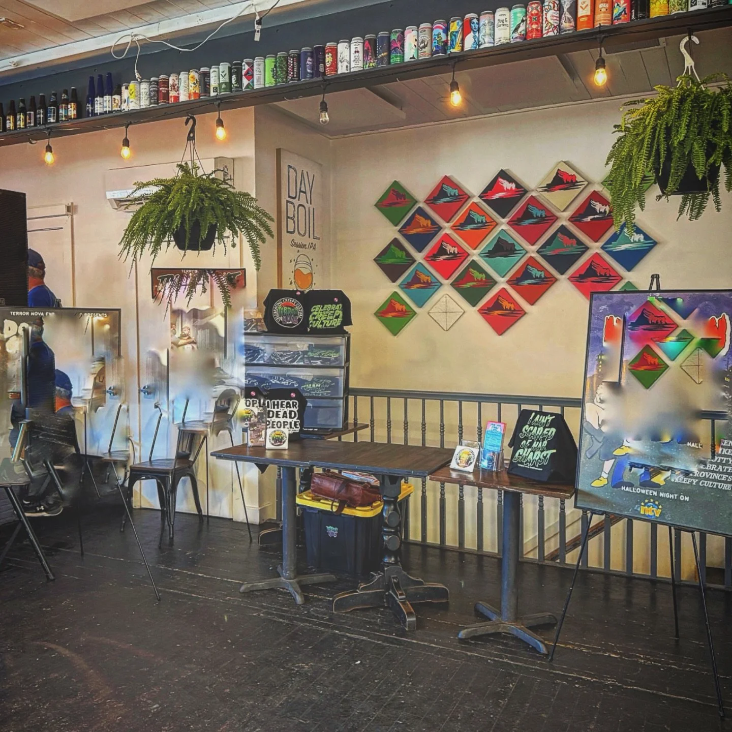 All set up for our label launch at Quidi Vidi and to announce our projects for this Spooky Season!
Want to know what’s in those blurred frames? Pop on by from 8-10 tonight!