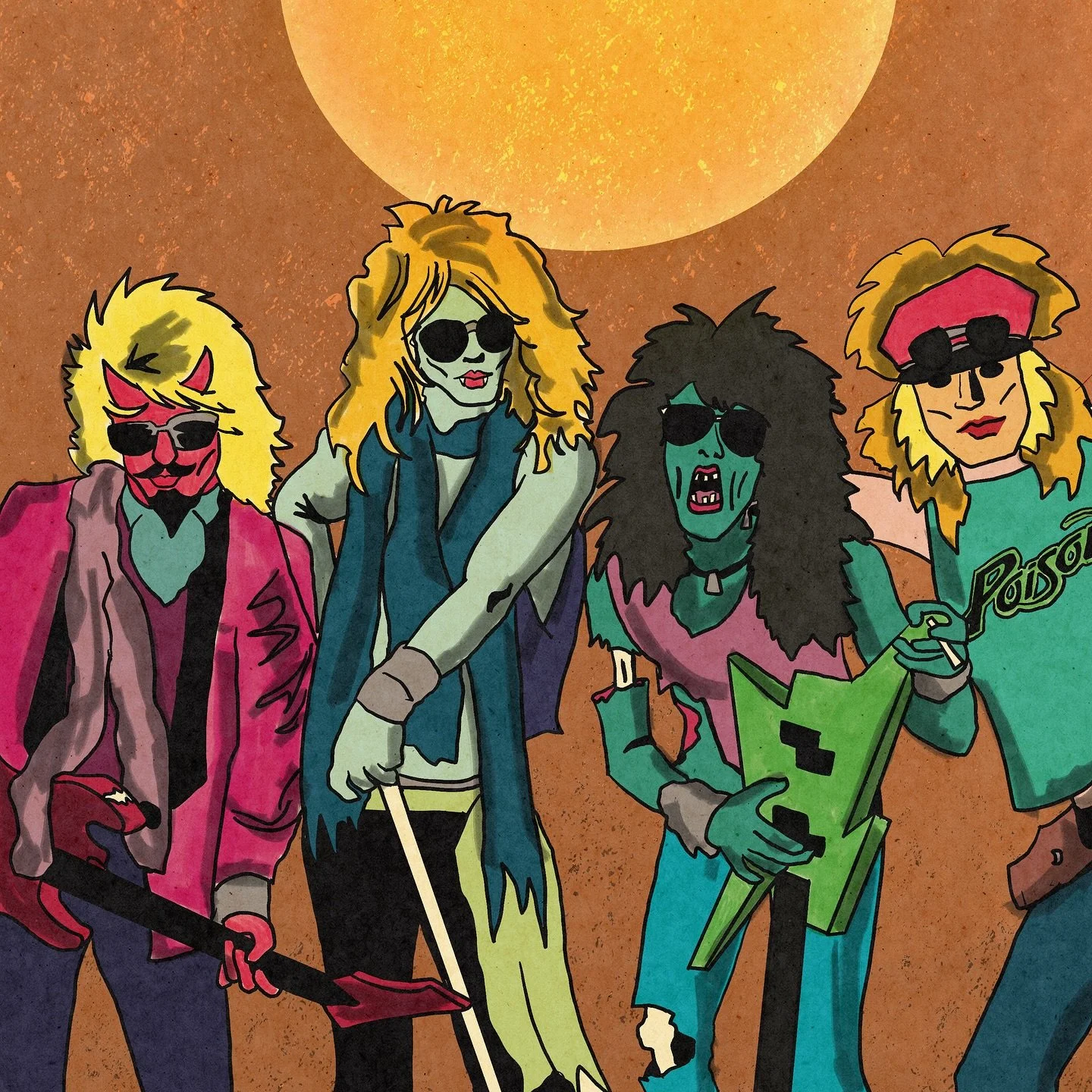 I&rsquo;m trying to play catch up. Today&rsquo;s #frightfall25 is Poison. 

So here&rsquo;s Poison, under a full moon, with a Devil, Vampire, Zombie, and &ldquo;the drummer from Poison&rdquo; Ben Cooper costume.