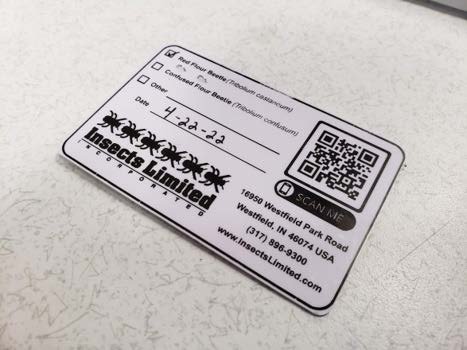 Insect monitoring card with QR code used for post-fumigation tracking
